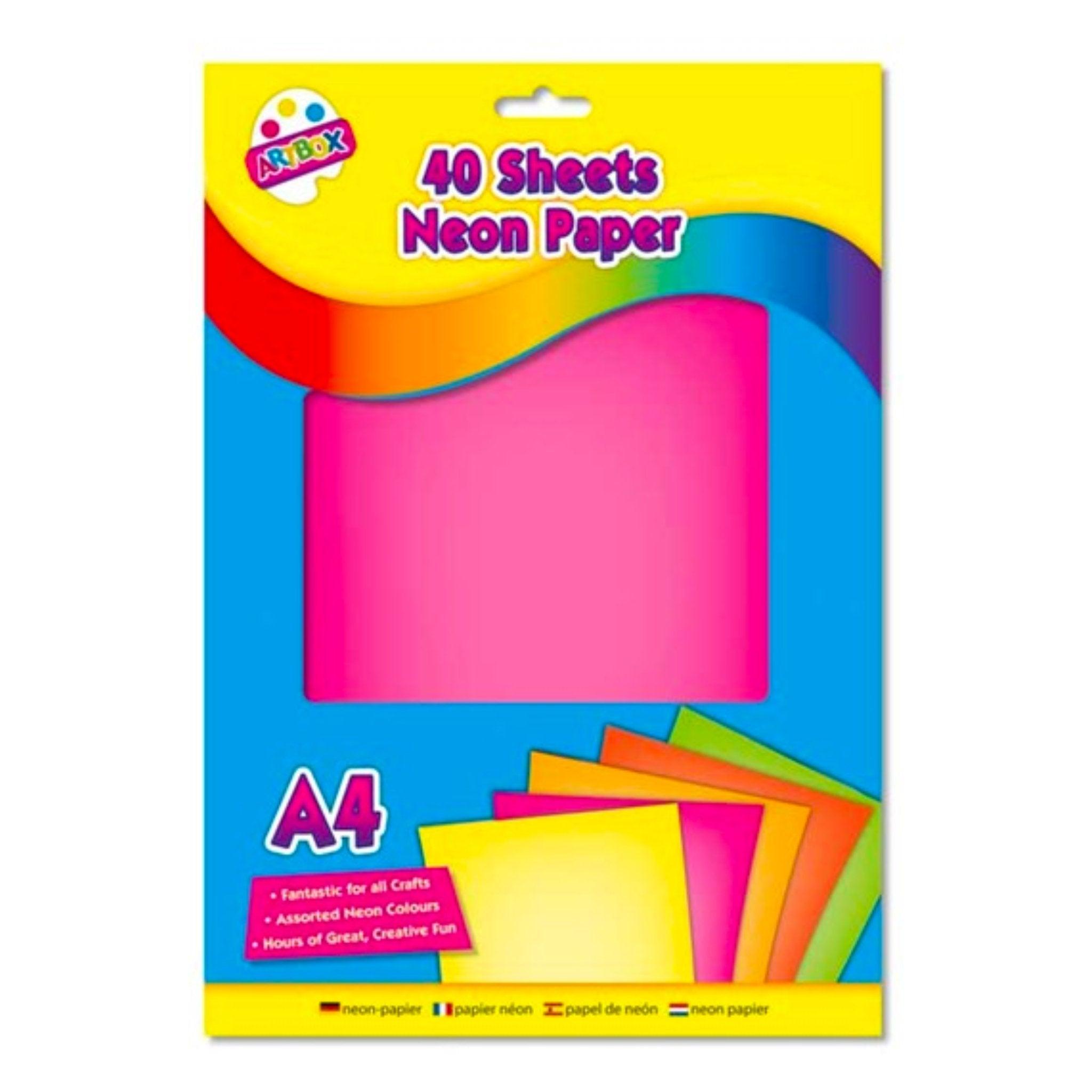 A4 Neon Paper Sheets (40 Assorted Colours) - PoundToys